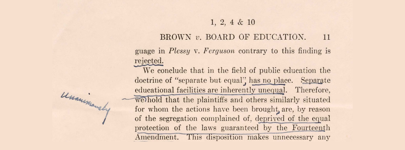 _Brown_ slip opinion. Credit: Papers of Earl Warren. Manuscript Division. Library of Congress.