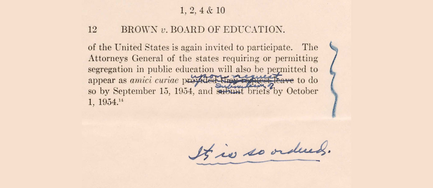 _Brown_ slip opinion. Credit: Papers of Earl Warren. Manuscript Division. Library of Congress.